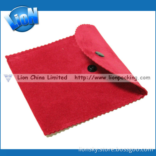 Moving & Packing Printables Red Flap Snap Velvet Pouch Bag (E-093)